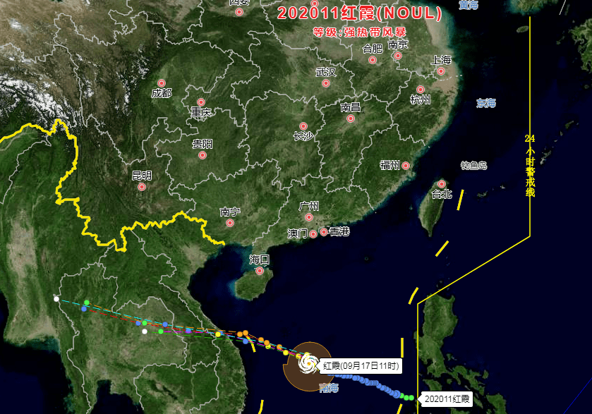 台风“红霞”实时更新情况